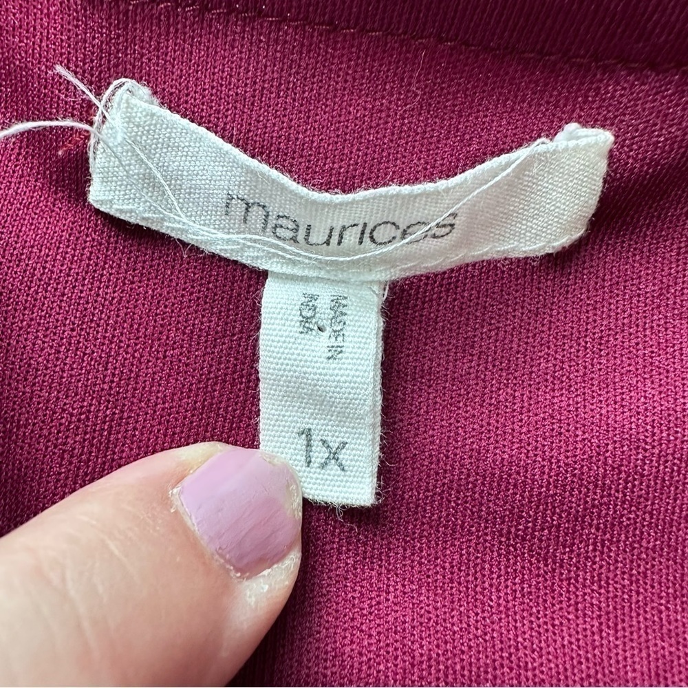 Maurices Burgundy Floral Wrap Blouse - Picture 2 of 4